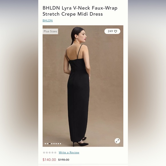 BHLDN “Lyra” maxi dress with wrap front, slit detail, black NWT - Picture 2 of 9